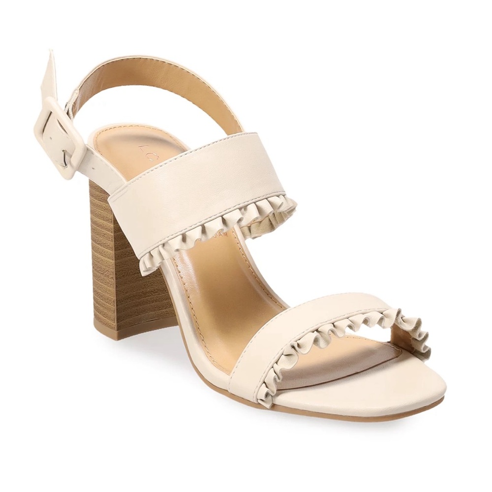 LC Lauren Conrad Cream Ruffle Heels